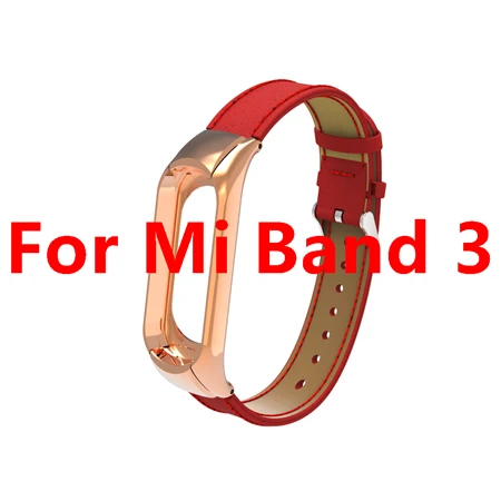 Red For Band 3 Кожаный ремешок mi Band 4 для Xiaomi mi Band 4 mi band 4 умный Браслет Анти-потеря спортивный браслет mi Band 3 ремешок умные аксессуары - Цвет: Red For Band 3