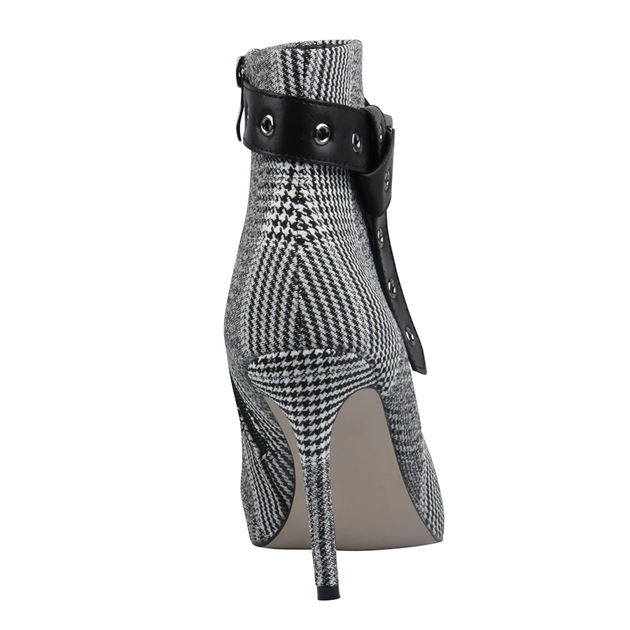 Perixir/женские ботильоны из шерстяной ткани в клетку пикантная женская обувь с