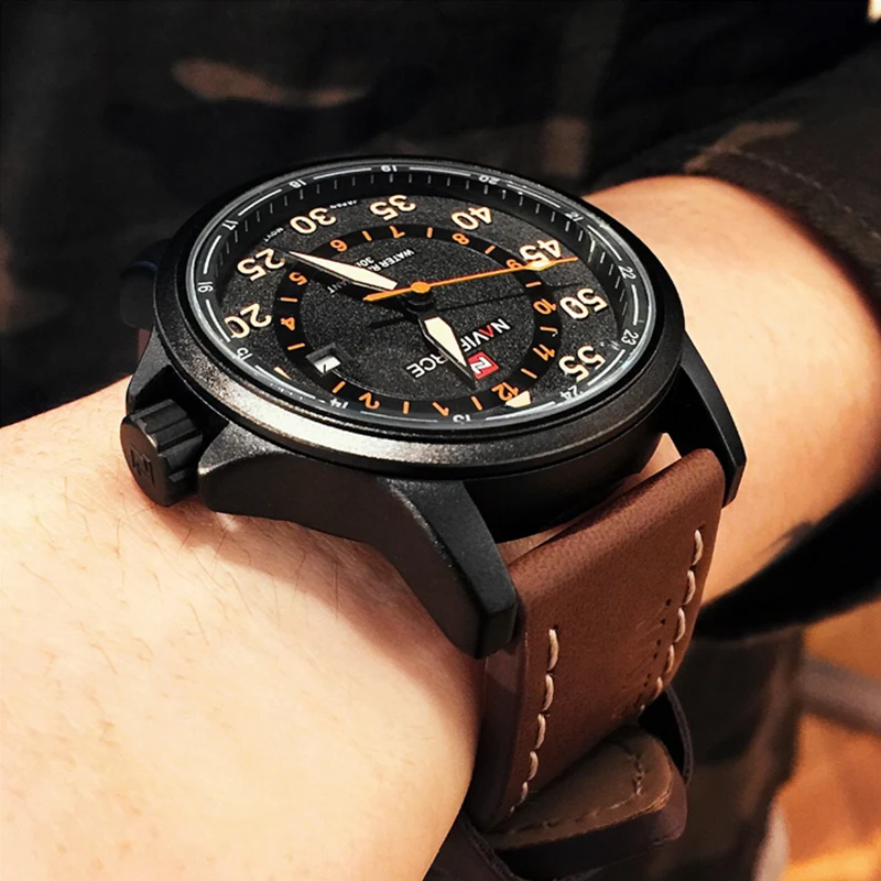 Naviforce Для мужчин Спортивные часы люкс топ модного бренда кварцевые часы Для Мужчин's Водонепроницаемый Военная Униформа Наручные часы мужской Relogio Masculino