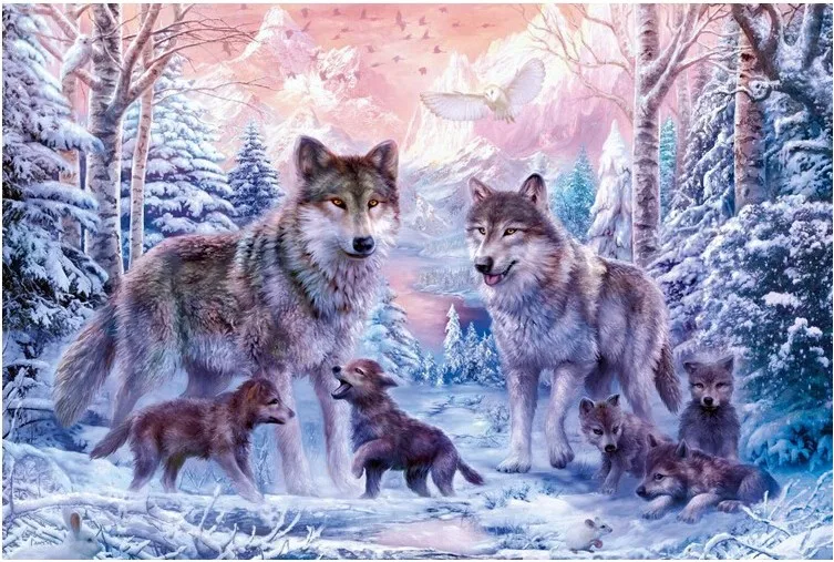 

Животные, волки наборы для вышивки крестиком Wolf Family Crafts 14CT без принта для вышивки искусств ручной работы картина маслом на стену домашний декор