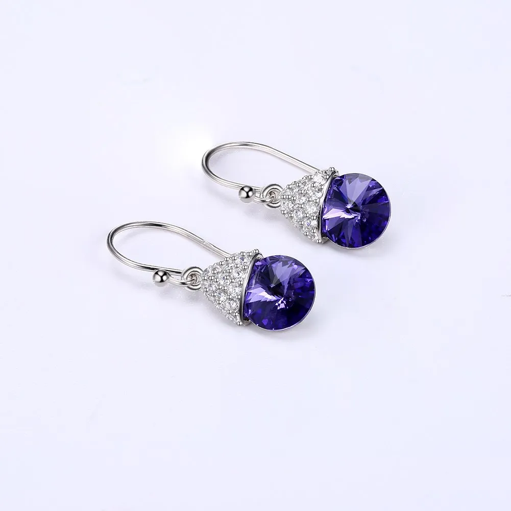 Romantic Purple Crystal Water Drop Earrings S925 Sterling Silver Jewelry Cute Mushroom Dangle For Women Girls Jewellery | Украшения и