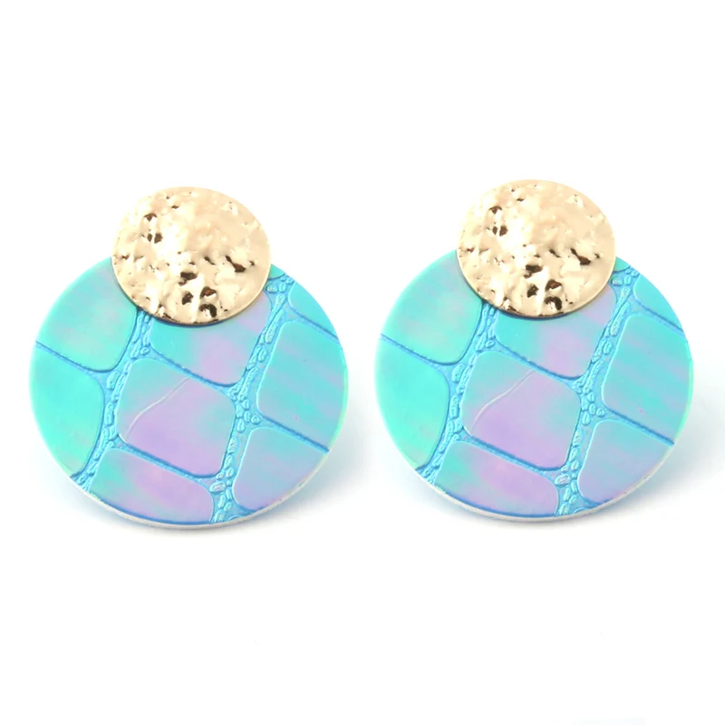 Snake blue NeeFu WoFu, блестящие кожаные серьги, брендовые большие серьги для женщин, медные серьги, круглые серьги, Oorbellen, леопард - Окраска металла: Snake blue