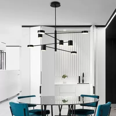 

Modern Fashion Black Gold White Long Led Ceiling Suspended Chandelier Light Lamp for Hall Kitchen Living Room Loft Bedroom