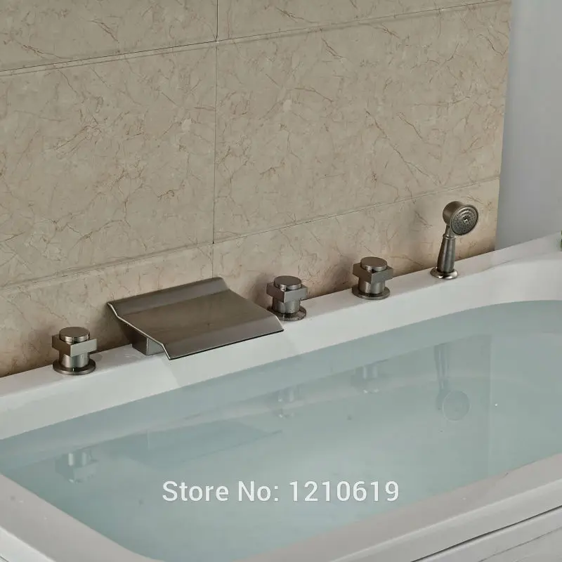 Новый европейский стиль душевая Ванна Смеситель кран ручной душ никель Матовый