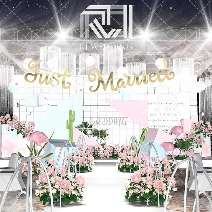 Счастливый День Рождения Бумажный баннер только что замужняя флэш гирлянда