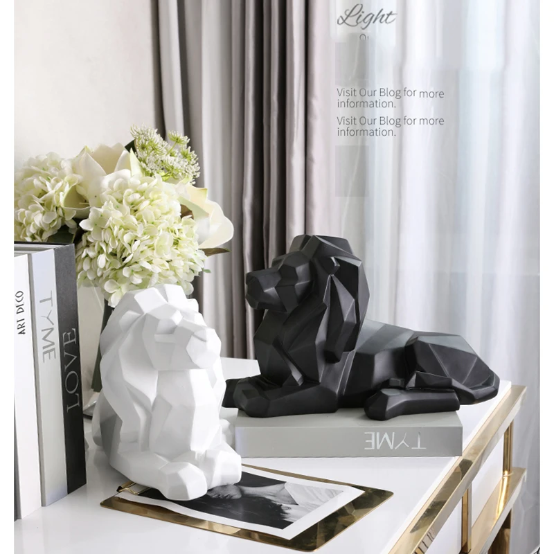 Скульптура из смолы в виде льва украшения для офиса бар статуя Геометрическая