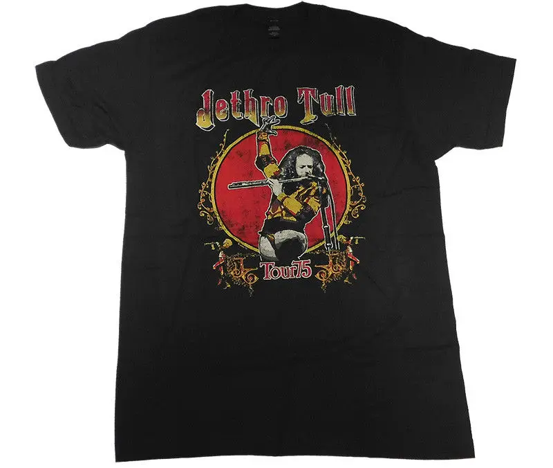 JETHRO TULL Tour 75 официальная Приталенная футболка летняя хлопковая с короткими