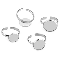 10pcs no fade stainless steel adjustable ring settings blankbasefit 8mm 10mm glass cabochonsbuttonsring bezels