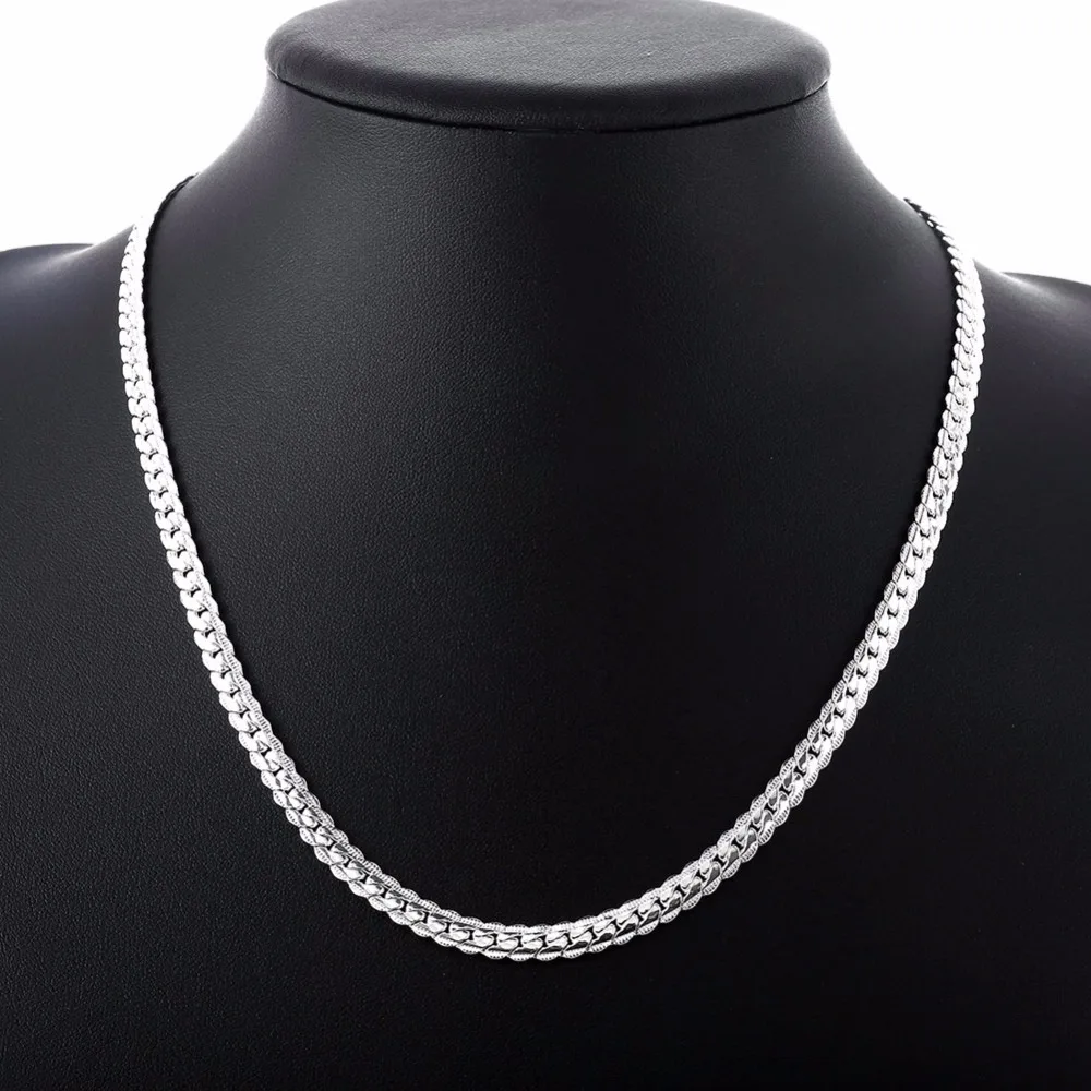 5MM Snake Chain Necklace Beautiful Fashion Jewerly Making Solid Silver Plated Classic Wide Statement Men's Punk Rock | Украшения и