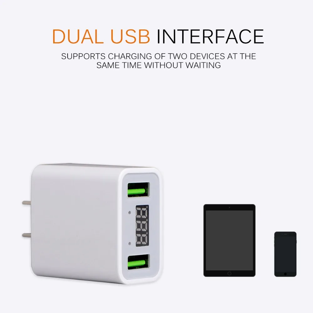 Usb зарядное устройство для iphone xiaomi HTC мобильный телефон дисплей двойной usb led 2 USB EU