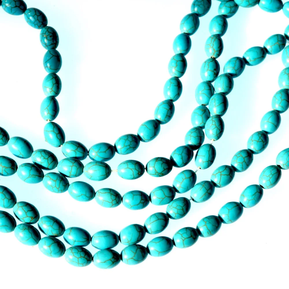 

10mm Natural Oval Blue Turquoises Gems For DIY Jewelry Making Beads