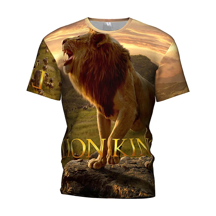Костюм короля льва Мужская 3D футболка брендовая одежда детская Simba уличная Harajuku