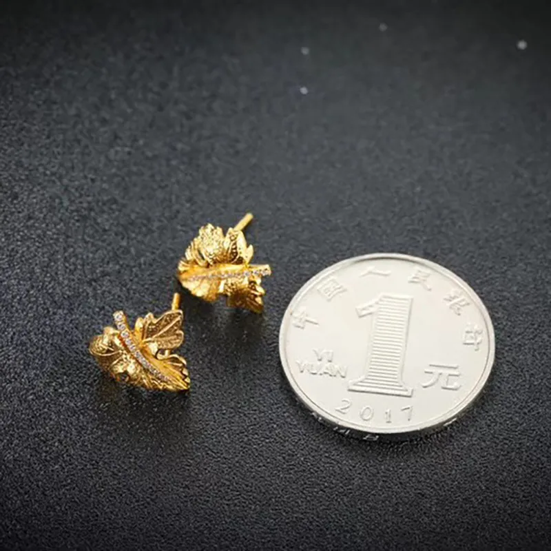 Aazuo Real 18 K многоцветные золотые с настоящими бриллиантами IJ SI серьги в виде листьев серьги подаренные для женщин помолвка Свадебная цепочка настоящее золото Au750