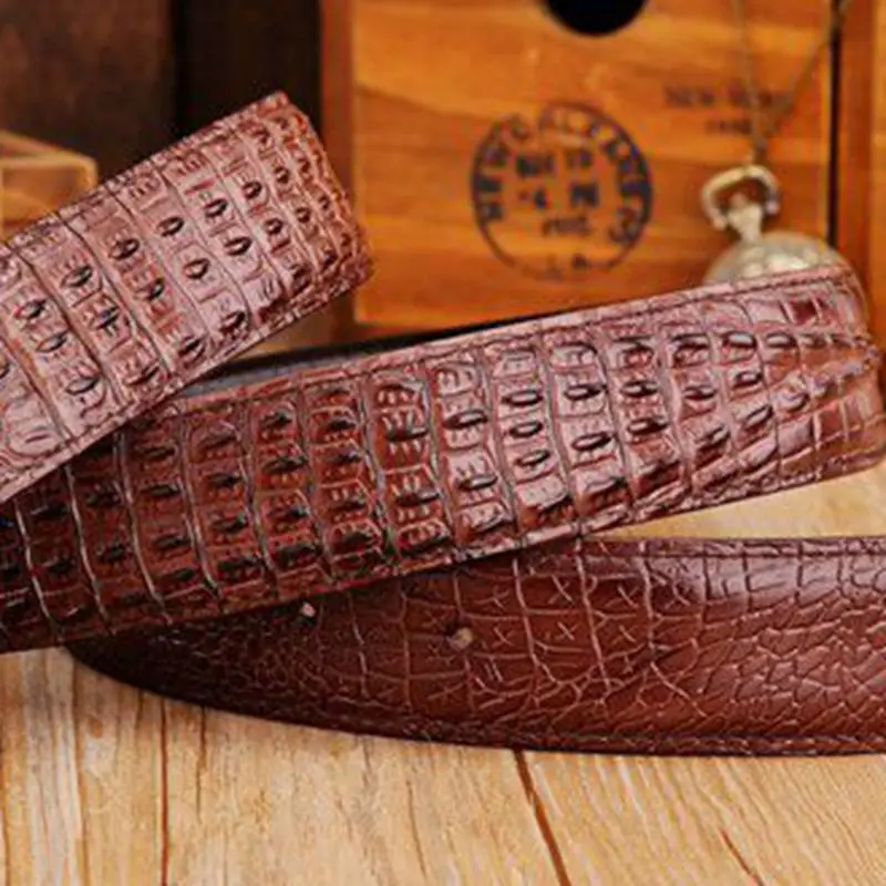 

2020 brand new all-matched men's gold belt cowboy classic crocodile stylish belts men smooth buckle waist strap jeans