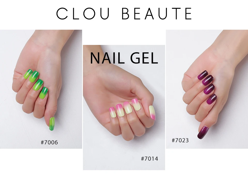 Clou Beaute термо меняющийся Гель-лак для ногтей, блестящий УФ/светодиодный температурный Гель-лак, Гель-лак, впитывающий УФ-гель для ногтей