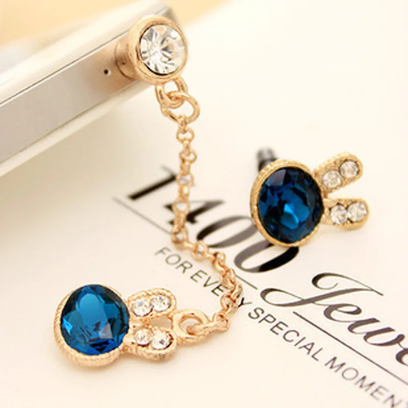 Новый мобильный телефон зеленый циркониевый кролик заглушка от пыли со стразами