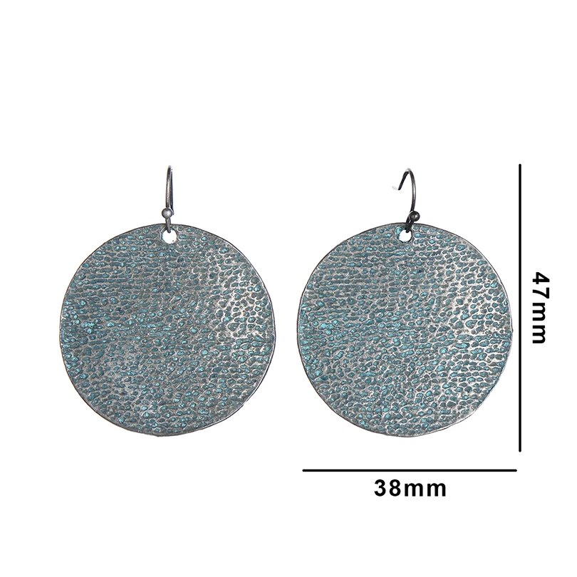 Chic Retro Big Alloy Round Drop Earrings For Women Statement Jewelry Vintage Geometric Shape Silver Color Europe Earring Hot | Украшения и