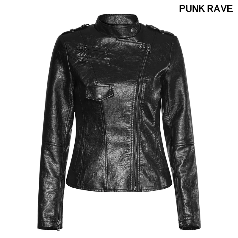 Модная Черная Женская мотоциклетная куртка на молнии в стиле панк из