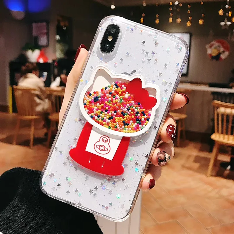 Милый блестящий чехол с рисунком котенка для iPhone X XS Max XR прозрачный мягкий