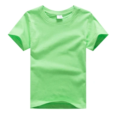 light green 13 однотонных цветов, футболка «сделай сам», пустая рубашка, Детская Хлопковая футболка с короткими рукавами и круглым воротником для студентов, топы для детей - Цвет: light green