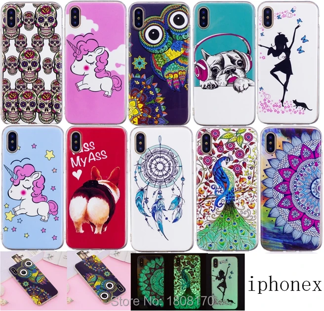 Мягкий чехол из ТПУ C ku с сияющими светящимися в темноте рисунками для Iphone X 8 7 6 6S