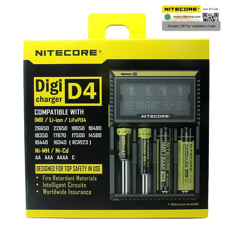 Nitecore D4 D2 Новый I4 I2 Digicharger LCD интеллектуальная схема Global Insurance Li Ion 18650 14500 16340 26650