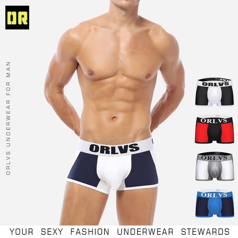 

ORLVS Mens Underwear Men Boxers Sexy Mens Underwear Gay Boxer Cotton Short soft Panties Breathable Comfortable Boxershorts