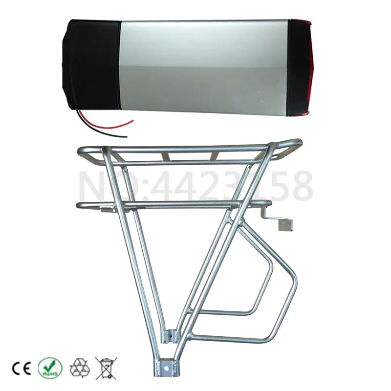 Battery with bracket Электрический велосипед 36В 10AH задний стеллаж для выставки товаров Батарея для Bafang BBS01 BBS02, фара для электровелосипеда в Батарея е-байка 36В 10AH+ двойной Слои Чемодан стеллаж для выставки товаров - Цвет: Battery with bracket