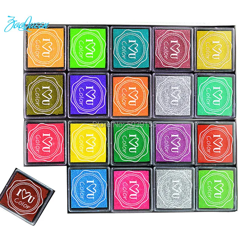 

Ink pad Set 20 color Creative stationery wholesale New children's finger painting diy square color printing table DIY decoration