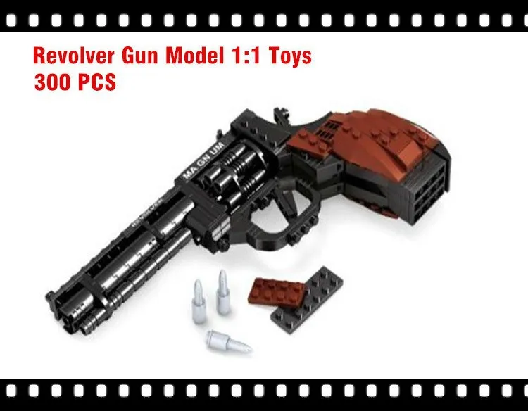 Ausini p22511 Револьвер пистолет Мощность оружия Модель 1:1 3D модель кирпич Building Block
