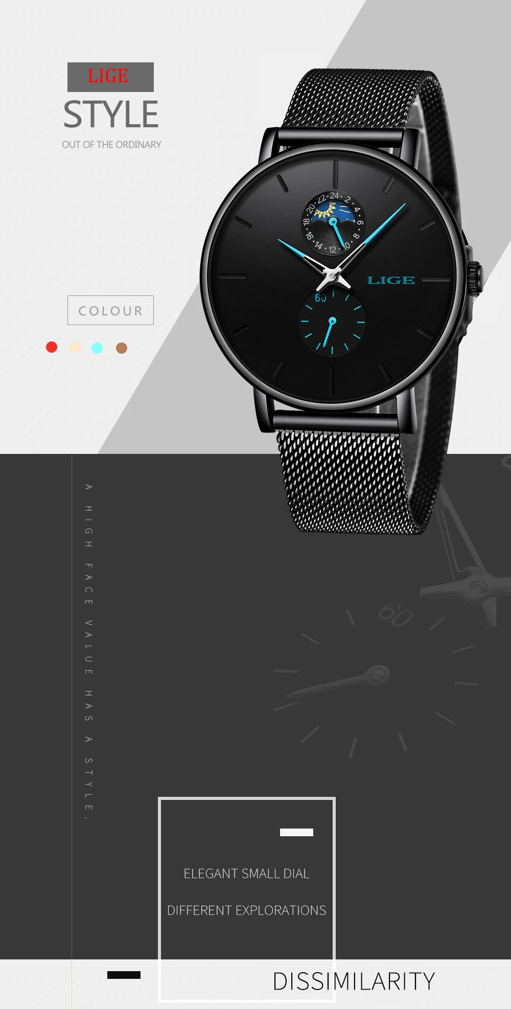 LIGE Fashion Casual Mens Watches Waterproof Analogue Sports Fashion Casual Mens Watches Waterproof Analogue Sports Wristwatches