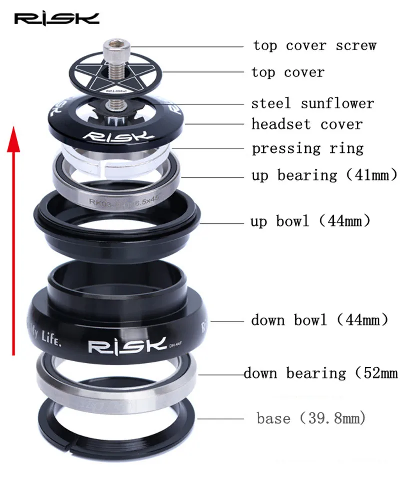 Риск 44 мм прямая трубка рулевая колонка горный велосипед внешний подшипник