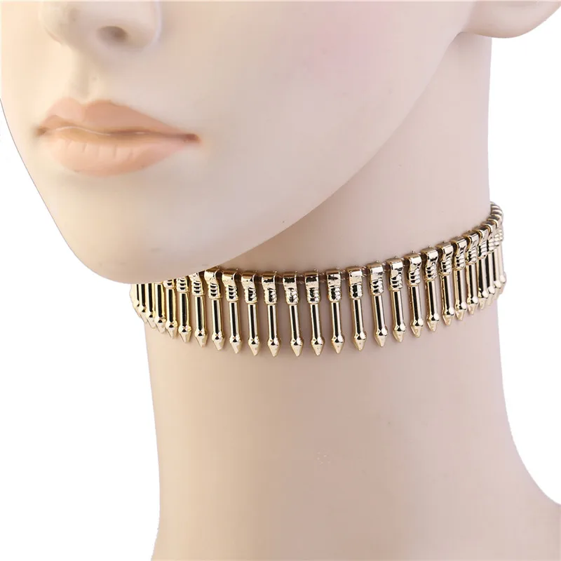 2018 New Punk Mutli CCB Strip Rivet shape Chain choker necklace Gold ladies chain necklaces trendy jewelry Women/Girl coller | Украшения и