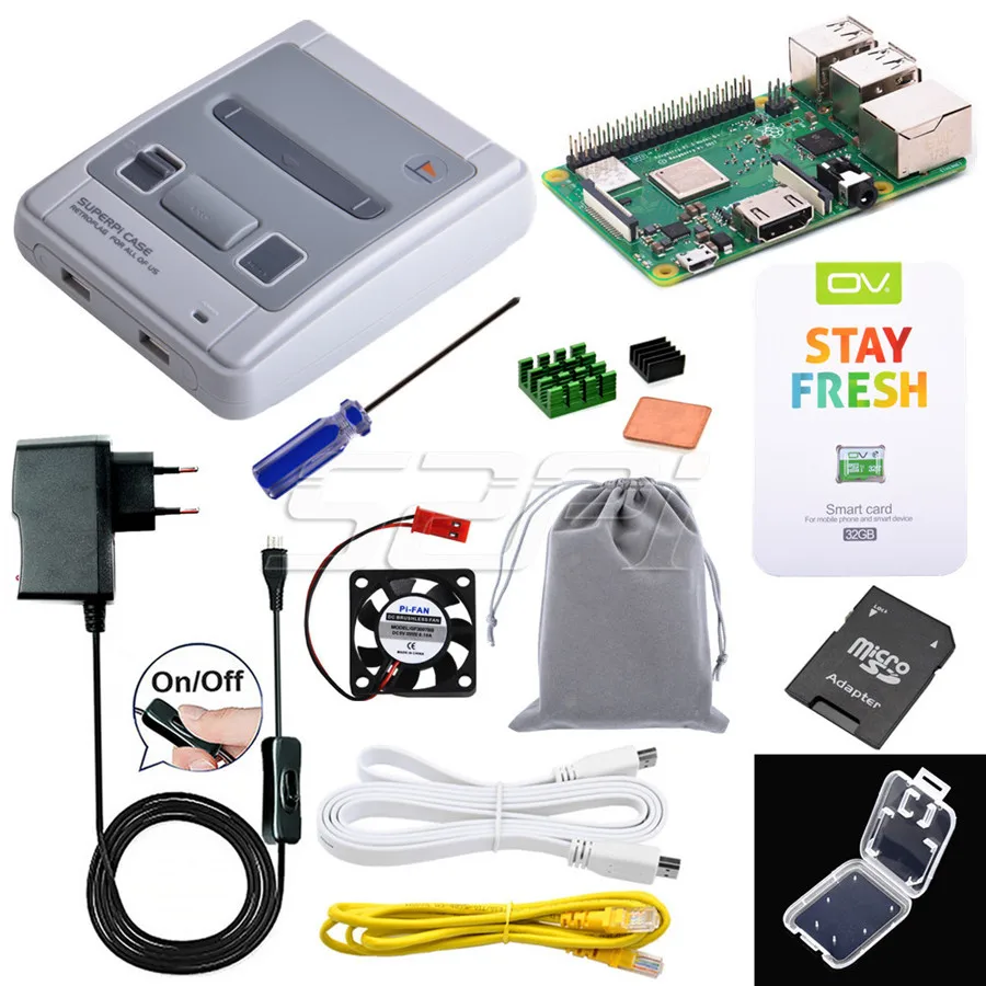 CASE Raspberry Kit 52Pi Retroflag чехол SUPERPi-J NESPi чехол комплект с дополнительным игровым контроллером для Raspberry Pi 3 B Plus/3/2B - Цвет: CASE Raspberry Kit