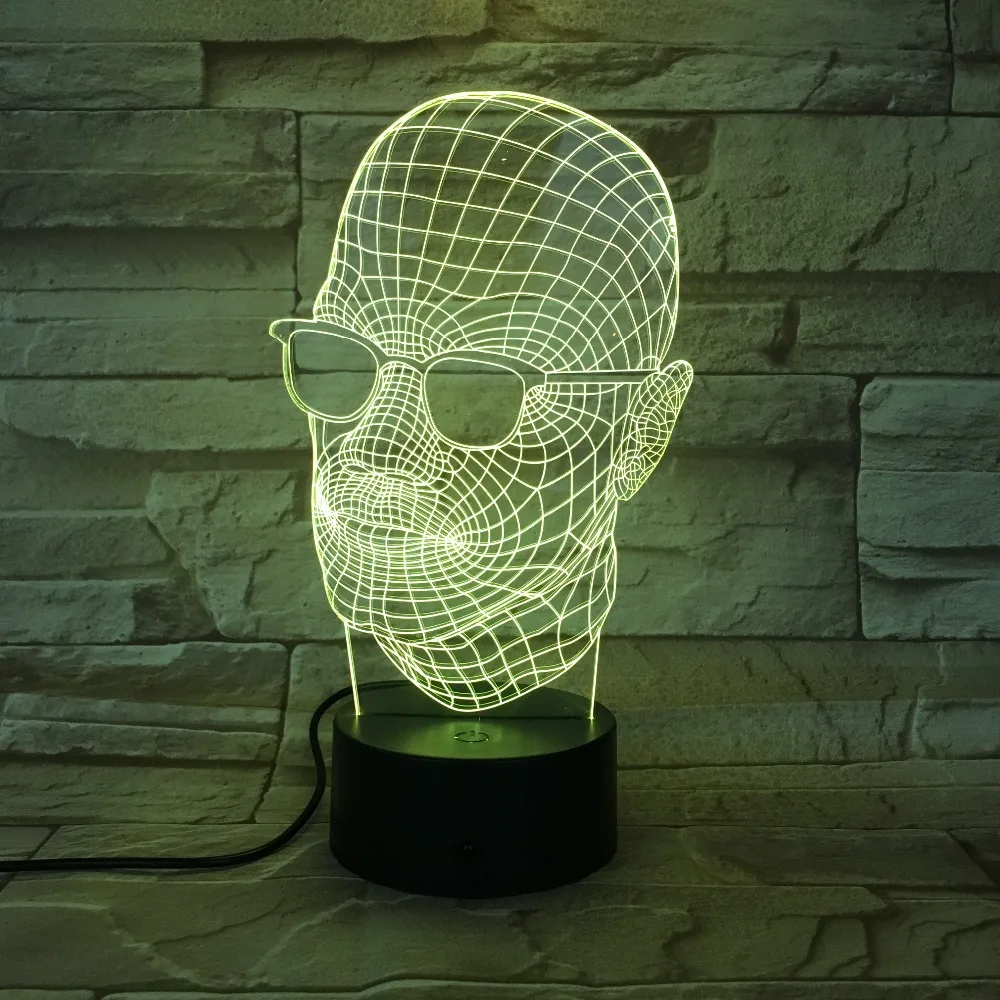 Новинка Стекло череп 3D светодиодный светильник Настольная лампа украшения на