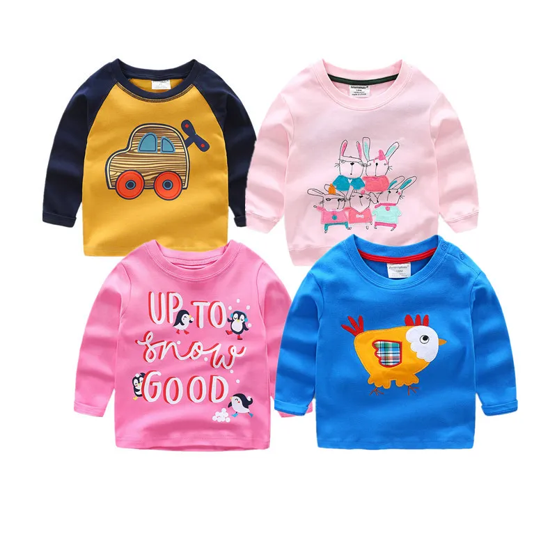 

New Kids Toddler Clothes Girls Cartoon Long Sleeve Casual T Shirt Blouse Fish Rabbit Tops 18m-6 years