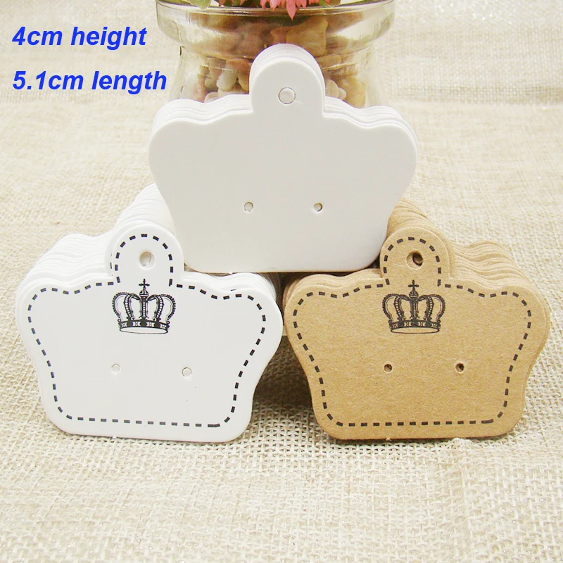 100 шт. в наличии пустые белые/крафт карты для серег черные бирок карточек 5x4 см