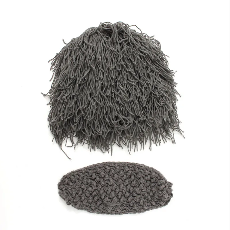 Воспитание парик борода Шапки Хобо сумасшедшего ученого пещерный ручной вязать