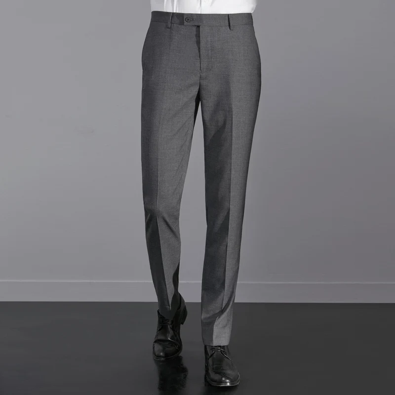 

New Fashion Designer Men's Formal Business Meeting Suit Wear Zipper Fly Pants Slim Fit Wrinkle-Resistant Suit Pants for Men