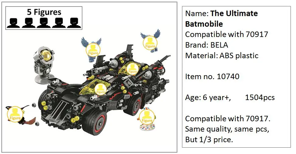 Бела Строительные блоки модель 10740 Совместимость Super Heroes Ultimate Бэтмобиль 70917