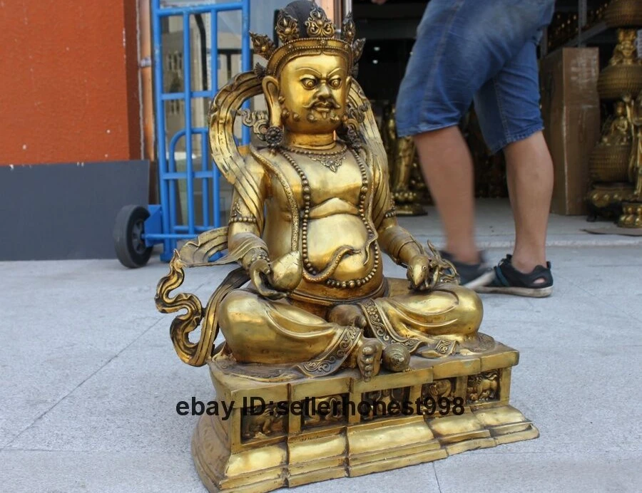 26 Тибетский буддизм медная бронза позолоченная желтая близкая божество|Статуи и