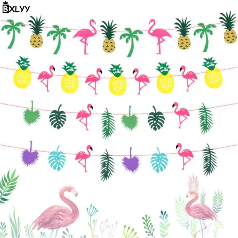BXLYY Hot Flamingo Party Decoration Happy Birthday Banner Pull Flag Wreath Hawaiian Supplies New Year Home Decoration.7z | Дом и сад