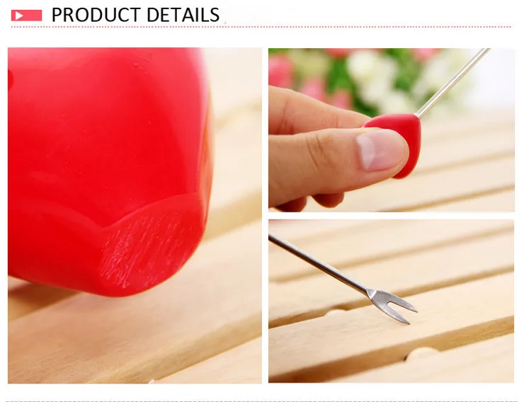 5 шт. вилки и держатели новинка вилка из нержавеющей стали с красным сердцем для