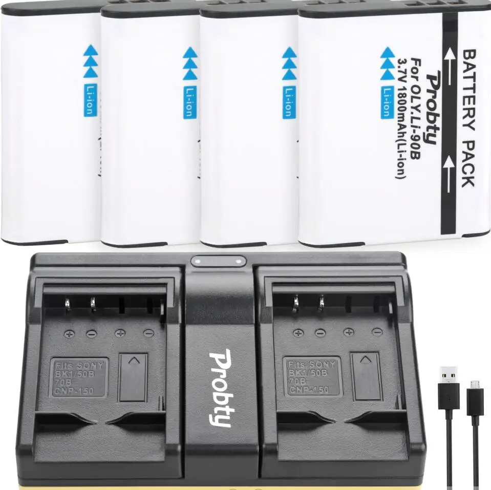 4battery and charger Li-90B Батарея& Зарядное устройство для цифровой камеры Olympus LI-92B TG-4 TG-3 TG-2 TG-1 iHS SH-60 SP-100 Olympus жесткая TG-1 iHS Olympus жесткая TG-2 iHS - Цвет: 4battery and charger