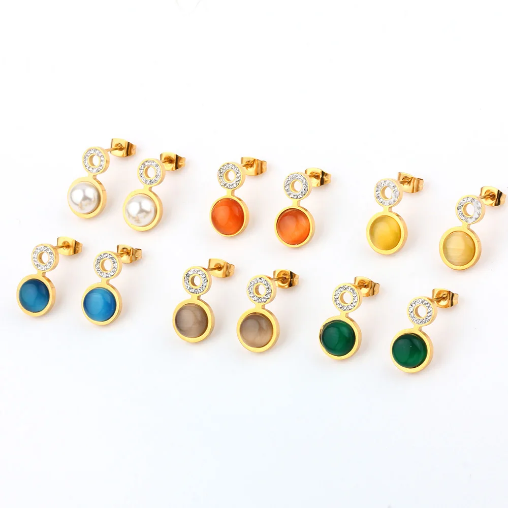 Корейские золотые серьги-гвоздики с кристаллами для женщин женские серьги