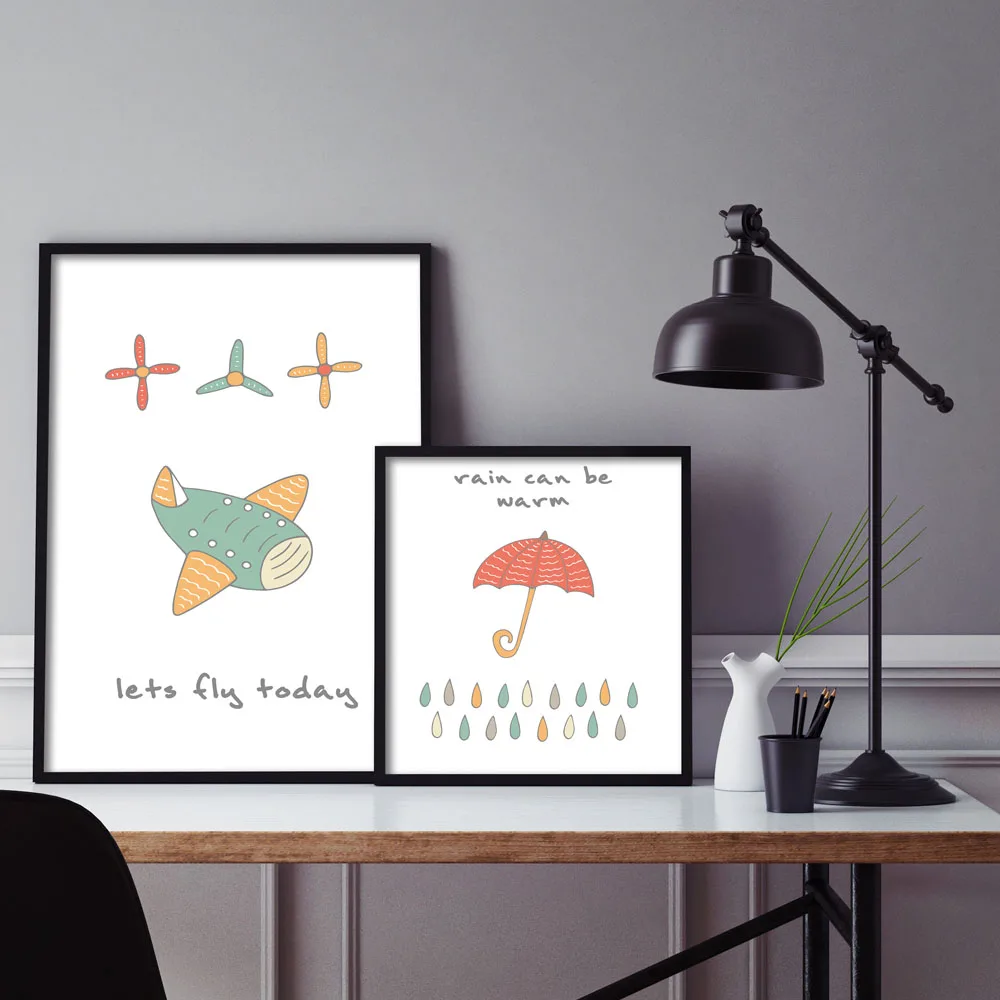 Kawaii Baby Cartoon Living Goods Canvas Painting Art Print Poster Picture Wall Children's Bedroom Nordic Home Decoration BA003 | Дом и сад