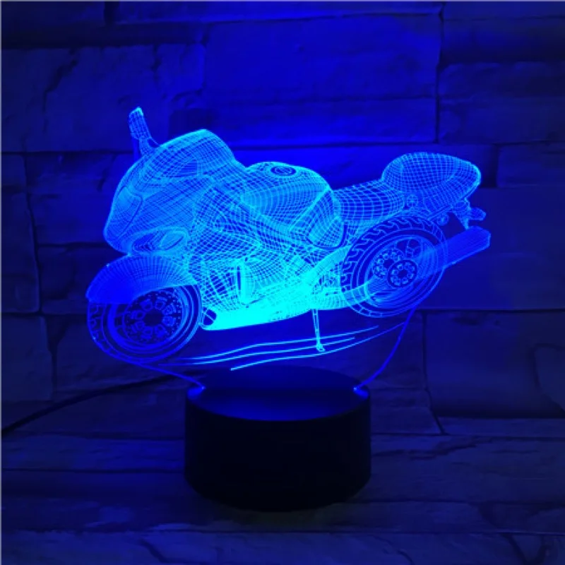 Крутой 3D ночник для мотоцикла настольная лампа иллюзисветильник льник RGB