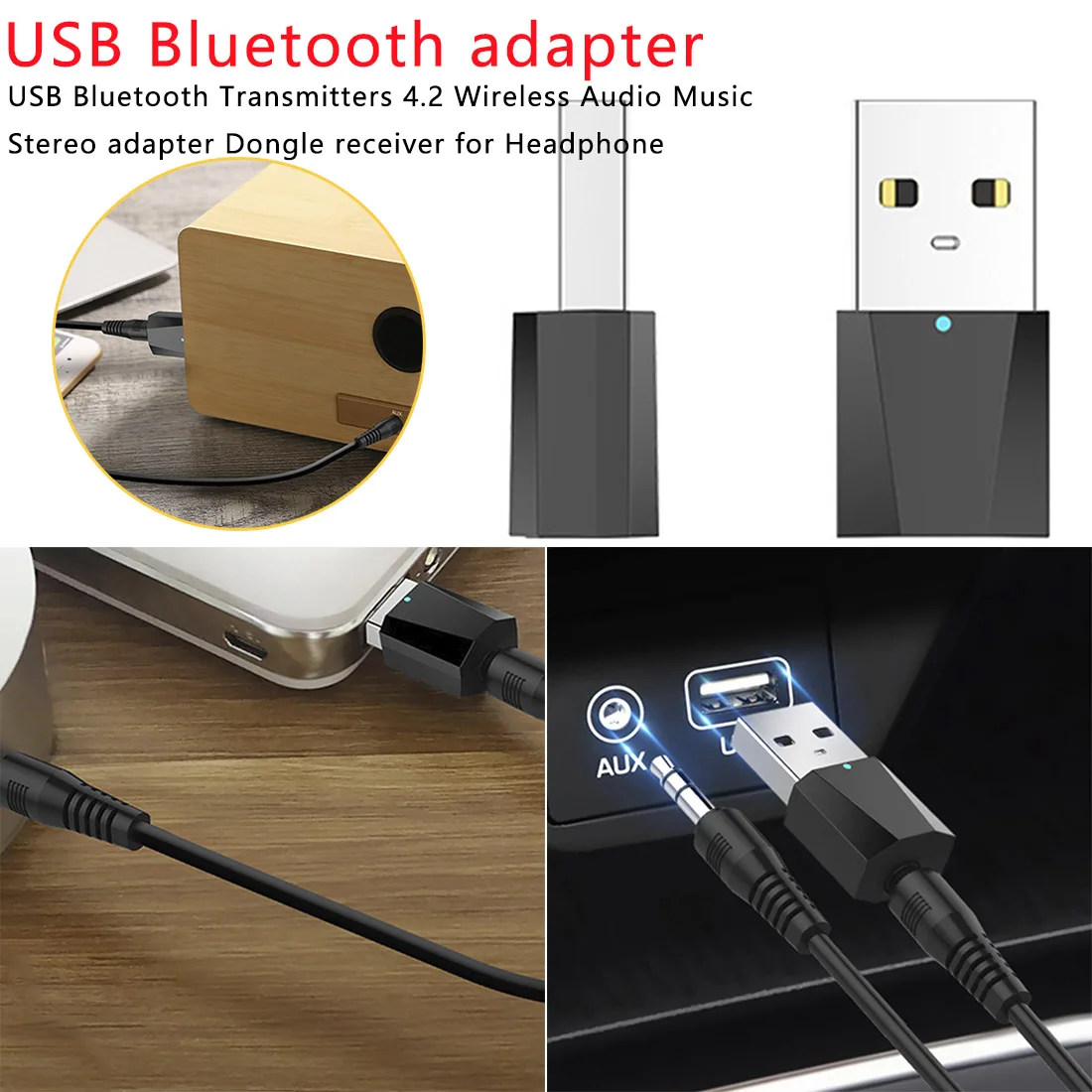 USB Bluetooth 4 2 приемник беспроводной аудио музыка стерео адаптер приемники 3 5 мм Aux