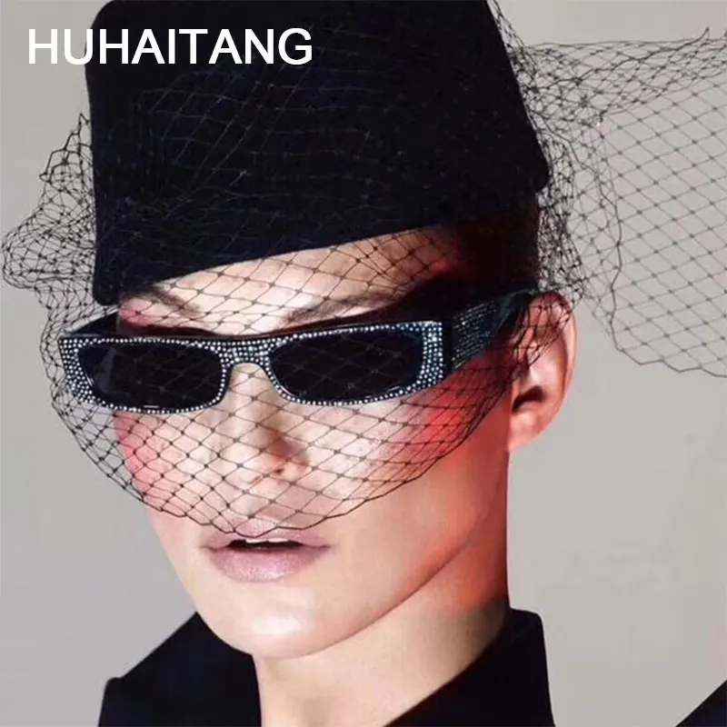 HUHAITANG роскошные стразы Солнцезащитные очки женские брендовые прямоугольные