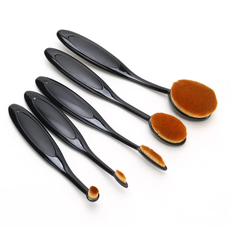 5 Шт./компл. Овальной Макияж Кисти Фонд make up Brush Set Комплект Черный Зубная Щетка BB